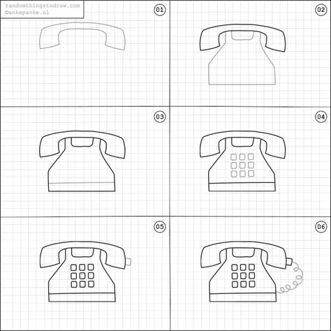 How to draw a telephone. Random Things To Draw, Telephone Drawing, Diy Bullet Journal, Table Drawing, Things To Draw, Easy Doodle Art, Bullet Journal Doodles, Cute Easy Drawings, Journal Doodles