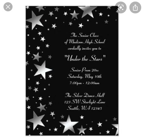 Sesame Street Invitations, Silver Invitation, Bat Mitzvah Invitations, Disney Invitations, Decorating Styles, Black Stars, Sweet 16 Invitations, Engagement Party Invitations, Prom Formal