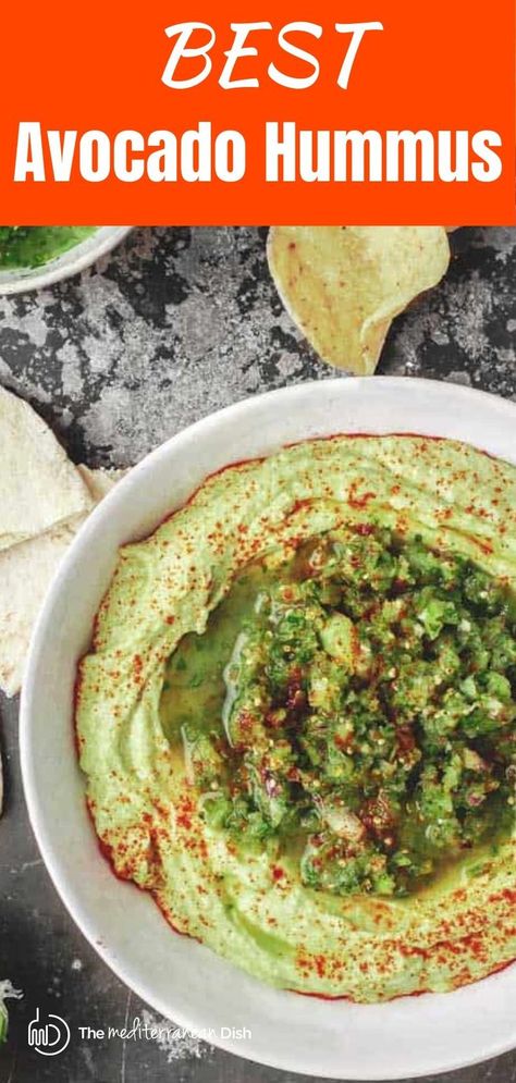 Avocado Hummus Recipe, Hummus Recipe Homemade, Pot Recipes Healthy, The Mediterranean Dish, Avocado Hummus, Tomatillo Salsa, Brown Spots Removal, Homemade Hummus, 140 Pounds