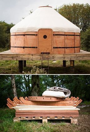 Yurt Ideas & Inspiration Yurt Kits, Yurt Home, Yurt Living, Casa Hobbit, Summer Cabin, Wood Canvas, Cabins In The Woods, Small Home, Tent Camping