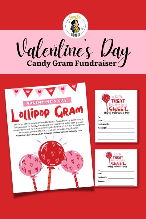 Spread sweetness this Valentine's with these Lollipop Grams Kit! Create customizable candy gram cards and eye-catching flyers for your fundraiser, making every lollipop a delightful gesture of love. Check out my shop for more designs for your fundraiser! #valentinegrams #valentinefundraiser #schoolfundraiser #churchfundraiser #cheerfundraiser #sportsfundraiser #fundraisertemplate #fundraiserflyer #Canvatemplate #valentinesday #lollipop #lollipopsale #lollipopgrams Candy Gram Ideas Valentine Fundraiser, Valentine Grams Fundraiser Ideas, Valentines Grams School, Candy Gram Ideas Valentine, Candy Gram Ideas, Cheer Fundraiser Ideas, Fundraiser Ideas School, Valentine Candy Grams, Pta Fundraising