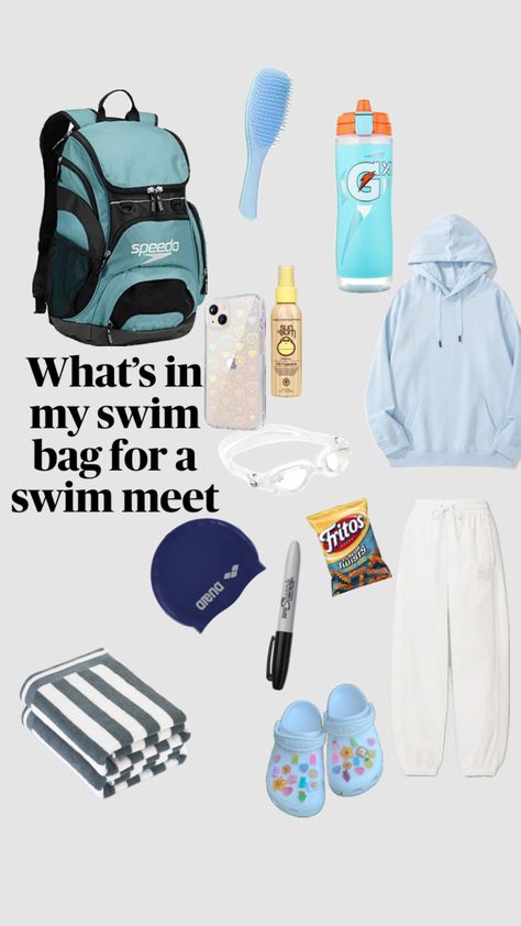 #swim Swim Bag Essentials, Swimming Outfits, Swim Bag, Swimming Kit, Swim Life, Swimming Quotes, Competitive Swimming, Swim Meet, Swimming Sport