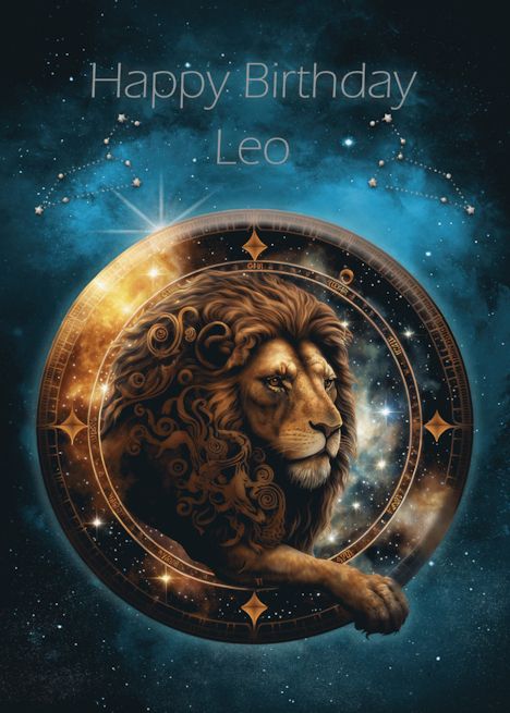 Leo Birthday with Bold Lion Leo Zodiac Sign and Leo Constellation card Happy Birthday Lion, Bday Images, Happy Birthday Leo, Birthday Leo, Leo Zodiac Sign, Leo Constellation, 33rd Birthday, Leo Birthday, Birthday Board