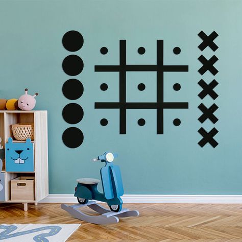 PRICES MAY VARY. Tic Tac Toe Wall Board Game: The tic-tac-toe board game transforms the typical pen and paper game into a striking Tic-Tac- Toe wall mount game, and it it the prefect way to turn a boring wall into the focal point. Loved by kids and adults alike, give you endless rounds of fun Easy to Installation: Our product includes a board base with a double-sided adhesive tape that adheres securely on any wall, 10 pieces magnetic pawns can ensure the giant tic tac toe metal wall stickers are Game Bedroom, Playroom Wall Decals, Pen And Paper Games, Wall Game, Interactive Walls, Youth Room, Bedroom Playroom, Kids Area, Playroom Wall