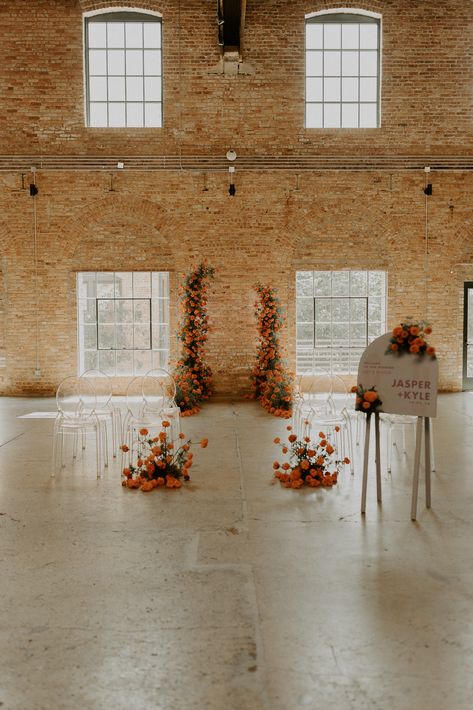 A WES ANDERSON-INSPIRED MARIGOLD   PURPLE COLOR-BLOCKED WEDDING DESIGN WITH '70S VIBES AT GARVER EVENTS IN MADISON WISCONSIN via WedPlan Madison Antlers Photography, Marigold Wedding, Wisconsin Madison, Wedding Venue Locations, Purple Color Block, Madison Wedding, 70s Vibes, Madison Wisconsin, Wedding Palette