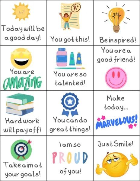 affirmation lunchbox cards Lunch Box Messages For Kids, Grade School Activities, Fireman Sam Birthday Party, Sushi For Kids, Lunchbox Cards, Printable Lunch Notes, Notes For Kids Lunches, Kids Lunch Box Notes, Lunchbox Notes For Kids