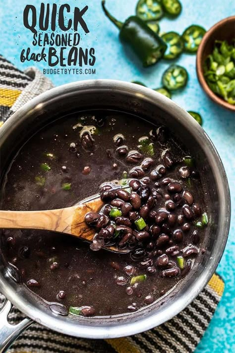 Instant Pot Black Beans, Seasoned Black Beans, Black Bean Recipes, Budget Bytes, Quick Dishes, Easy Side Dish, Dinner Side Dishes, Weeknight Dinners, Side Recipes