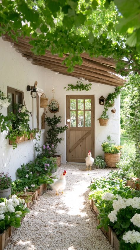 homesteading Self Sufficient Aesthetic, Farm In Backyard, Cute Farm Homes, Cottage Homestead Aesthetic, Urban Homesteading Aesthetic, Home Steading Aesthetic, Small Farm Life, Homestead Garden Layout Small Farm, Farm Lifestyle Aesthetic