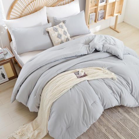 PRICES MAY VARY. 【Simple Yet Classy】Our solid color light grey comforter set is available in multiple hues, this taupe queen bed comforter set adds a unique and stylish touch to your decor and pairs well with various color palettes of your bedroom accessories. 【Skin-friendly Material】The modern comforter features tightly woven and double soft microfiber contributing to a silky soft feel, lightweight, and breathable. This bedding set's soft-to-touch fabric adds to overall comfort and will help yo Bed Sets Amazon, Cute Bed Covers For Teens, Cute Bed Sets For Teens, Bed Set Queen, Xl Twin Bedding, Queen Bedding Sets For Women, Cute Bed Comforters, Gray Comforter Bedroom, Teen Bedding Ideas