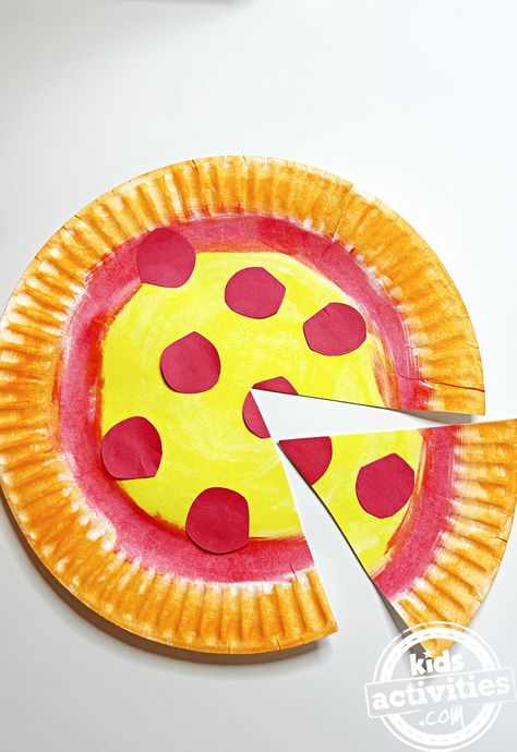 Easy and Fun Pizza Paper Plate Craft for Kids | Kids Activities Blog Craft Ideas With Paper Plates, Pasta Crafts For Toddlers, Paper Plate Activities For Kids, Fall Paper Plate Crafts For Kids, Pizza Activities For Kids, Paper Plate Art For Kids, Italian Crafts For Kids, Paper Plate Crafts For Kids Easy, Pizza Crafts For Kids