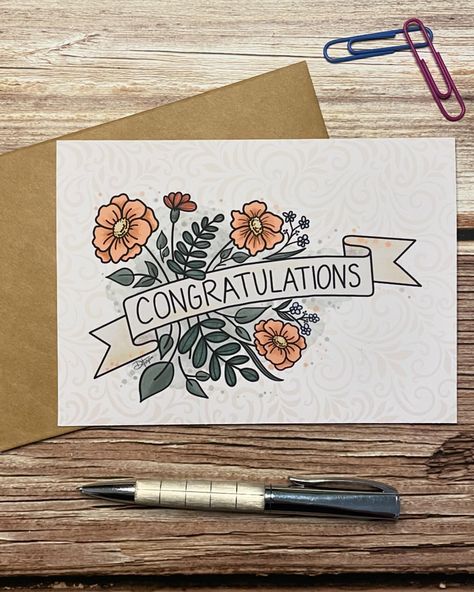 Excited to share the latest addition to my #etsy shop: Hand-Drawn Floral Doodle Congratulations Card | Cottage-Core Design | Graduation, Retirement, New Baby, Housewarming | A7 or A2 Sizes #retirementcard #cutegreetingcard #handmadecard #graduationcard #floraldoodlecard #newbabyoccasion #cottagecoredesign #a7sizecard #a2sizecard Congratulations Baby Card, Baby Congratulations Card, Core Design, Floral Doodle, Retirement Cards, Congratulations Baby, Drawn Floral, Baby Card, Graduation Cards