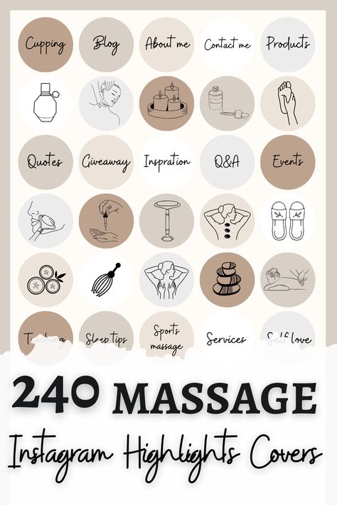 Neutral spa icons for a massage therapist highlight on Instagram, perfect for promoting your services or sharing your work with #Logos #Massage_Icon_Aesthetic #Massage_Therapy_Instagram_Posts #Massage_Story_Instagram Massage Icon Aesthetic, Neutral Spa, Massage Icon, Highlight Instagram Cover, Massage Ideas, Instagram Highlights Covers, Therapist Logo, Massage Logo, Skin Care Pictures