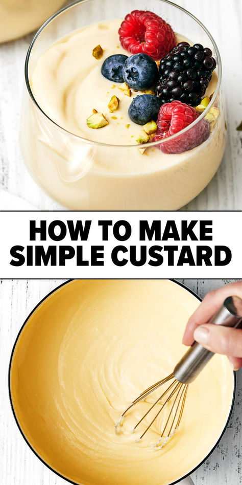 Custard recipe Desserts With Heavy Cream Easy, Homemade Custard Pudding, Custard For Tarts, Vanilla Cream Cheese Custard, Best Vanilla Custard Recipe, Easy Christmas Recipes Dinner Sides, White Chocolate Custard, Crepe Custard Filling, Custard Dessert Ideas