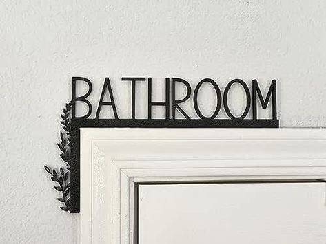 Over Door Decor, Half Bathroom Wall Decor, Above Door Decor, Apartment Front Door Decor, Cute Bathroom Signs, Apartment Front Doors, Airbnb Sign, Classy Bathroom, Man Bathroom