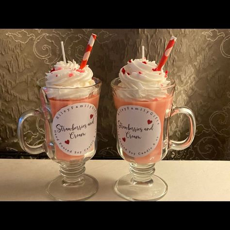 Fruity Pebbles Cereal, Hand Carved Candles, Strawberry Shake, Homemade Scented Candles, Valentine Candles, Candle Bar, Food Shapes, Dessert Candles, Candle Carving