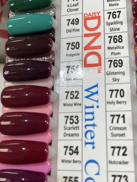 Dark Fall Nail Colors Dnd, Dnd Gel Dark Red, Dnd 750 Fudgsicle, Fudgesicle Nail Color, Dnd 752 Winter Wine, Fall Nails 2023 Dnd, Dnd Winter Berry, Dnd Muted Berry, Dnd Dark Red Gel Polish