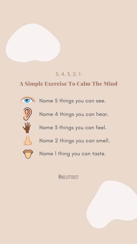 A simple exercise to calm the mind. Things To Calm Your Mind, How To Calm My Mind, Things To Calm Yourself Down, Things To Do To Calm Your Mind, How Calm Yourself Down, How To Calm Yourself, Psychological Exercises, Calming Methods, Calming Mind