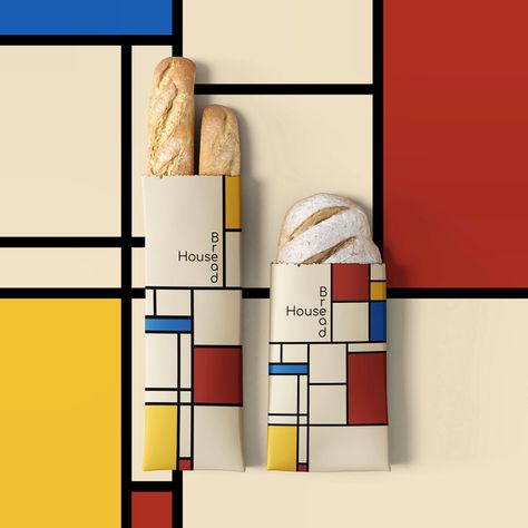 House bread on Packaging of the World - Creative Package Design Gallery Mondrian Art, Bread Bakery, Bakery Branding, Illustrator Design Tutorial, Graphic Design Blog, Bauhaus Design, Design Movements, Piet Mondrian, Creative Packaging Design