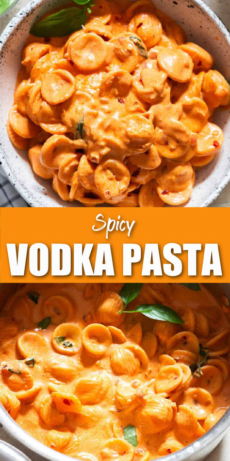 spicy vodka pasta in a bowl Pasta Gigi Hadid, Pasta A La Vodka, Spicy Vodka Pasta Recipe, Vodka Pasta Recipe, Gigi Hadid Pasta, Spicy Vodka Pasta, Hadid Pasta, Vodka Sauce Recipe, Pantry Meals