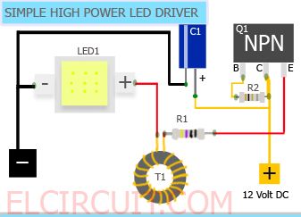 Simple 10W High Power LED Driver Circuit Motorcycle Led Lighting, Basic Electronic Circuits, Led Projects, Hobby Electronics, Electronics Basics, Electric Circuit, Electronic Schematics, Electronic Circuit Projects, Electrical Projects