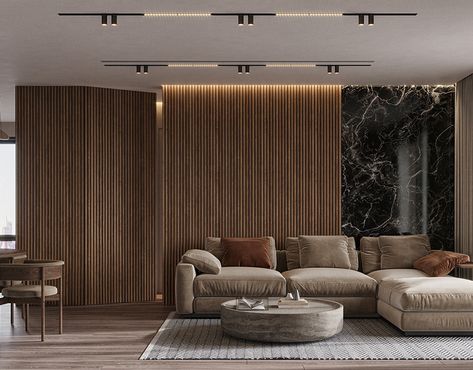 Boy's Bedroom on Behance Aesthetic Salon, Fluted Wall, Japandi Living Room, Japandi Living, Japandi Design, Wall Panel Design, Brown Walls, Modern Houses Interior, Elegant Interiors