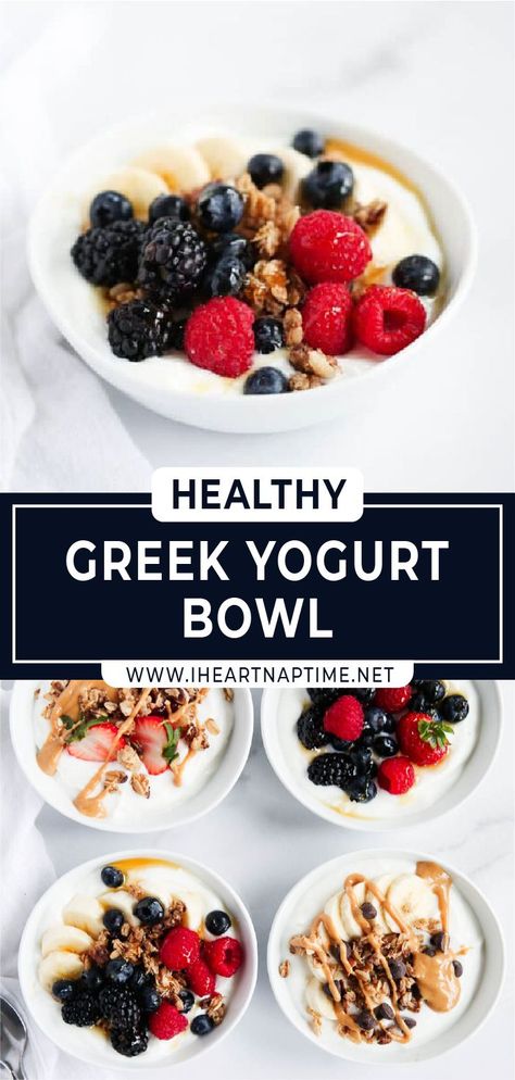 Greek Yogurt Recipes Breakfast, Yogurt Recipes Breakfast, Greek Yogurt Breakfast Bowl, Yogurt Smoothie Bowl, Greek Yogurt Bowl, Yogurt Bowl Recipe, Greek Yogurt Dessert, Low Carb Greek Yogurt, Yogurt Breakfast Bowl