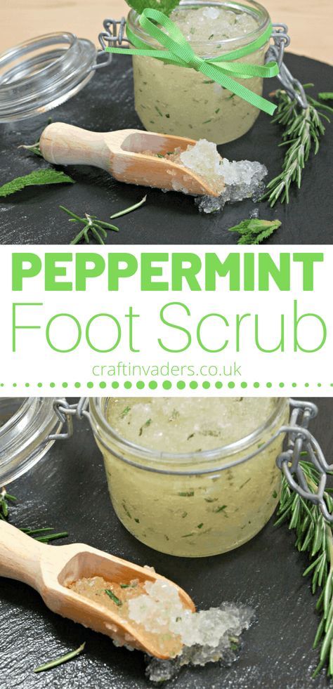 How to Make Fantastic Home-made Peppermint Foot Scrub Diy Foot Scrub Recipes, Foot Scrub Recipe, Homemade Foot Scrub, Peppermint Foot Scrub, Diy Body Scrub Recipes, Diy Sugar Scrub Recipe, Salt Scrubs, Body Scrub Recipe, Sugar Scrub Homemade