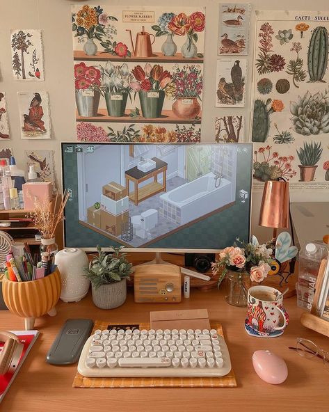 Desk Aesthetic, Cozy Desk, Study Desk Decor, Cozy Office, Gamer Room Decor, Ikea Desk, Desktop Setup, Desk Inspiration, Home Decor Ideas Living Room