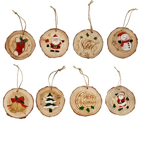 PRICES MAY VARY. The rustic Christmas tree hanging ornaments set are made of durable solid wood.Hand-painted with Santa, snowman, jingle bell,snowman,Christmas tree,Christmas socks,etc., creating a festival cheer during the holiday season. This hanging wood slices snowman ornaments sets for Christmas tree for tree measure approximately: 3.5''x3.5'';Comes with a jute rope and easy to hang from the Christmas tree or any tree branch for Christmas holiday decoration. Rustic decorative hanging Christ Angel Paintings, Christmas Addition, Santa Christmas Tree, Farmhouse Christmas Ornaments, Hanging Christmas Tree, Holiday Snowmen, Snowman Christmas Ornaments, Snowman Christmas Tree, Christmas Hanging Decorations