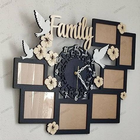 "Wooden wall clock Family photo frames collage picture frame Floral photo clock Wall art Anniversary gift birthday engagement housewarming Christmas New year St Nicholas gift 🎁" Wall Clock With Photo Frames, Clock In Living Room, Wall Clock Photo Frame, Picture Collage Frame, Family Photo Frames Collage, Wall Clock With Pictures, Family Wall Clock, Frames Collage, Photo Wall Clocks