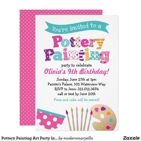 Pottery Painting Party, Art Party Birthday, Art Birthday Party Invitations, Kids Art Party, Art Party Invitations, Kids Painting Party, Art And Painting, Painting Birthday Party, Shop Painting