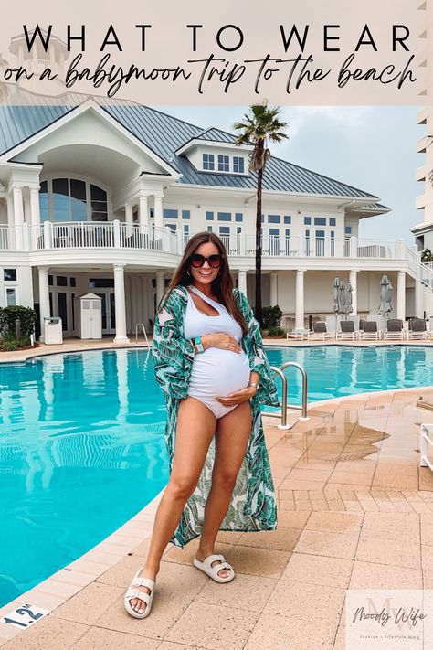 Pregnancy Announcement Beach, Babymoon Outfits, Beach Babymoon, Babymoon Ideas, Amazon Swimsuit, Cancun Outfits, Beach Mom, Maternity One Piece, Beach Vacation Style