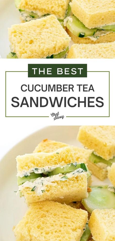 Save this BEST Cucumber Tea Sandwiches Recipes made with an herb packed cream cheese and thinly sliced cucumbers, these delectable Cucumber Tea Sandwiches are savory, refreshing and oh so cute! Perfect for back to school lunches or afternoon snacks. Follow Chef Savvy for more easy lunch recipes! Bookclub Ideas Food, Cucumber Tea Sandwiches Recipes, Party Sandwiches Recipes, Tea Party Sandwiches Recipes, Cucumber Sandwiches Recipes, Cucumber Tea, Back To School Lunches, Cucumber Tea Sandwiches, Tea Party Sandwiches