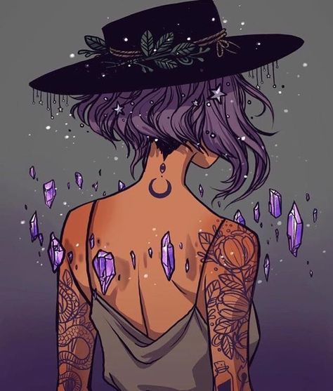 Amethyst witch Art Manga, Witch Art, Witch Aesthetic, Arte Fantasy, Art And Illustration, Charcoal Drawing, Drawing Tutorials, Black Hat, Drawing Tips