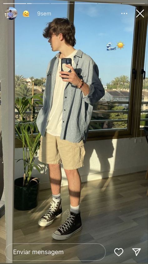 Male Shorts Outfits Aesthetic, Aesthetic Clothes Men Summer, Aesthetic Men Summer Outfit, Summer Eboy Fits, Aesthetic Summer Outfits Men Vintage, Indie Clothing Style Men, Male Aesthetic Outfit Summer, Summer Aesthetic Fits Men, Cute Mens Outfits Summer