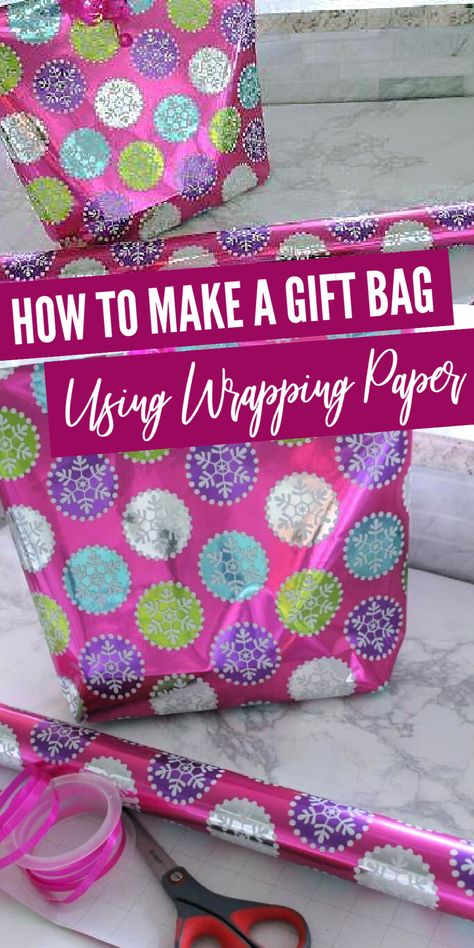 Basket Gift Wrapping, Bag Out Of Wrapping Paper, Diy Gift Bags From Wrapping Paper, Make A Gift Bag, How To Make A Gift Bag, Make A Bag, Gift Wrapping Techniques, Gift Bags Diy, Basket Gift