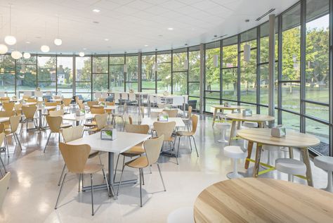 Wheaton College Chase Dining Hall - Prellwitz Chilinski Associates, Inc.Prellwitz Chilinski Associates, Inc. Canteen Design, Cafeteria Design, Wheaton College, School Building Design, School Hallways, School Interior, School Cafeteria, Building Systems, Dining Hall