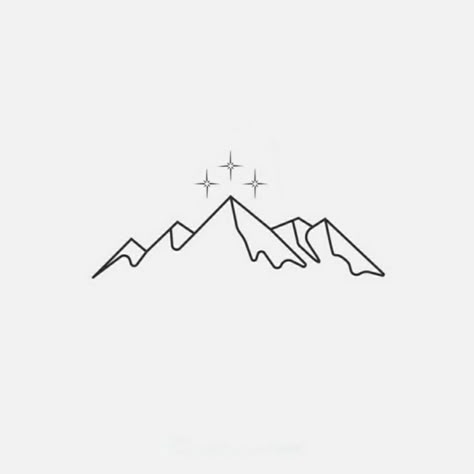 Mountain And Stars Drawing, Acotar Simple Drawings, Acotar Mountain Tattoo Knee, Minimal Acotar Tattoo, Velaris Tattoo Knee, Ramiel Mountain Tattoo, Acotar Star Tattoo, Mountain With Stars Tattoo, Acotar Small Tattoo