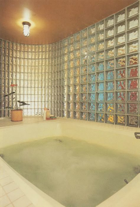 80s Interior, Retro Interior Design, Dream Bath, Retro Interior, Glass Block, Bath Room, Dream House Interior, Glass Blocks, House Room