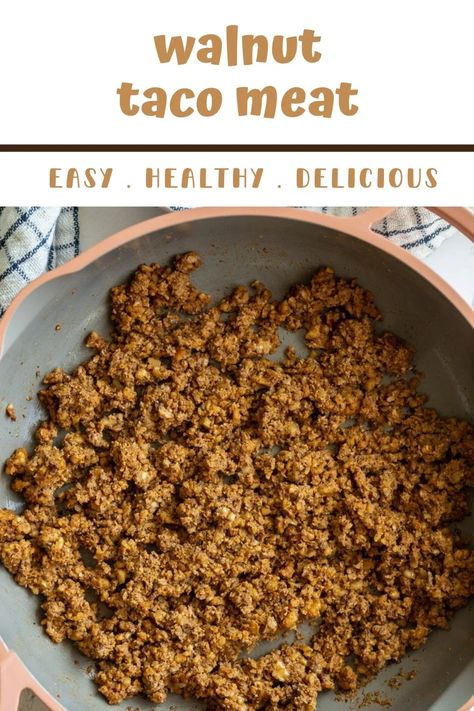 This Walnut Taco Meat is super simple to make and comes together in no time! It's such a nutritious and delicious meat substitute! Walnut Taco Meat, Walnut Meat, Vegan Tacos Meat, Vegan Meat Recipe, Meal Prep Menu, Taco Meat Recipes, Weekly Meal Prep, Taco Salad Recipes, Vegetarian Tacos