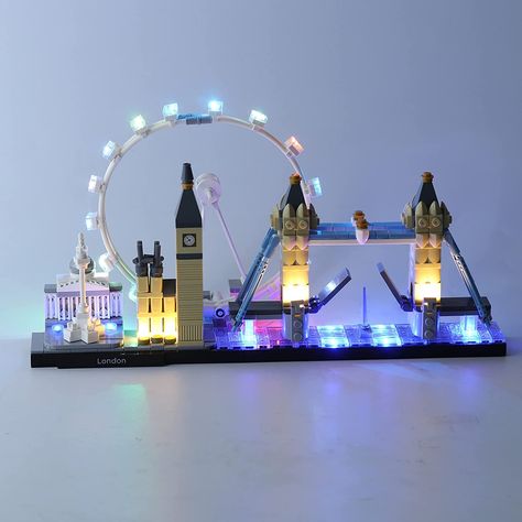 light up lego set Lego Architecture Skyline, Lego London, Architecture London, Lego Architecture, London Skyline, Lego Models, Lego Sets, Led Lighting, Statue Of Liberty