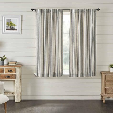 Piper Classics Market Place Grey Stripe Panel Curtain Set of 2 160 cm L x 91.4 cm Country House Style Grey & Cream Window Curtains : Amazon.de: Home & Kitchen Curtains Amazon, Grain Sack Fabric, Fresh Farmhouse, Tier Curtains, Country Curtains, Lined Curtains, Ticking Stripe, Country Style Homes, Window Drapes