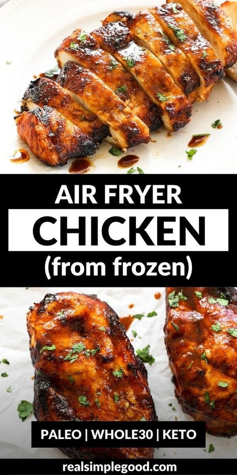 Frozen Chicken Air Fryer Recipes, Frozen Chicken Air Fryer, Grilling Frozen Chicken, Chicken Air Fryer Recipes, Chicken Breast Sauce, Cooking Frozen Chicken Breast, Chicken Air Fryer, Easy Air Fryer Chicken, Air Fryer Recipes Chicken Breast