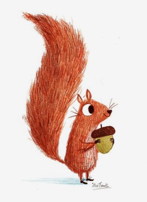 Alex T Smith, 강아지 그림, A Squirrel, Red Squirrel, Arte Animal, Art And Illustration, Childrens Illustrations, Children's Book Illustration, A Drawing