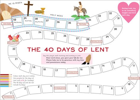 40 Days Of Lent For Kids, Lent Calendar For Kids, Lent Calendar, Lent Crossword Puzzle, Kids Lent Calendar, Laetare Sunday Lent, Early Years Teaching, 40 Days Of Lent, Activity Calendar