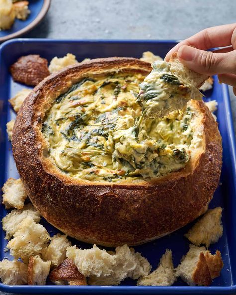 Bread Bowl Dip, Rainbow Plant Life, Vegan Spinach Artichoke Dip, Vegan Spinach, Popular Appetizers, Vegan Parmesan, Spinach Artichoke Dip, Spinach Dip, Vegan Appetizers