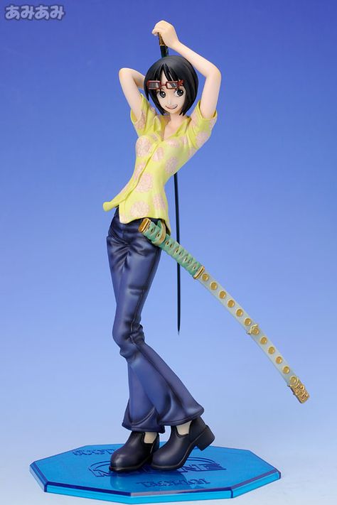 Figure depicting ONE PIECE character Tashigi holding her sword pointing down, behind her head. She is also slightly leaning back. One Piece Figures Collection, Nami Figures, One Piece Figurines, Tashigi One Piece, Cutesy Pfp, One Piece Figures, Bleach Figures, One Piece Figure, Nami One Piece