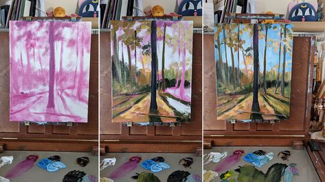 Underpainting: What is it good for? A closer look at using vibrant colors for underpainting. Underpainting Tutorial, Underpainting Oil, Gouache Art For Beginners, Painting Videos Tutorials, River Painting, Gouache Art, Acrylic Painting Techniques, Art Instructions, Art How