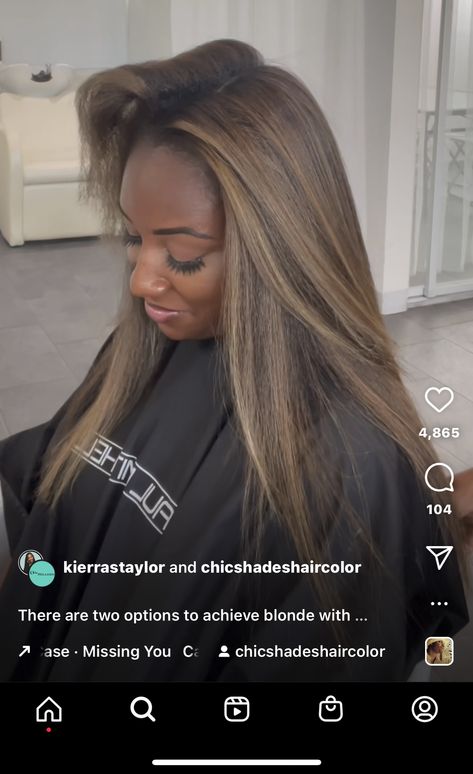 Hair Color Ash Brown Highlights, Ash Brown On Black Women, Baylage Black Woman, Sandy Blonde Highlights On Dark Hair, Black Women Balayage Hair, Ash Brown And Blonde Balayage, Blonde Highlights Black Women Natural, Ash Blonde Highlights Black Women, Ash Blonde Balayage Black Women