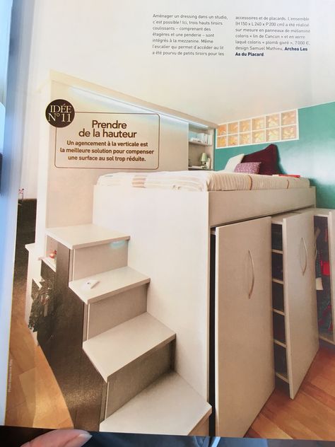 Built In Loft Bed With Closet Underneath, Box Room Bedroom Ideas, Bedroom Storage For Small Rooms, Bunk Beds Small Room, Kid's Bed, Small Bedroom Interior, Loft Bed Plans, Diy Loft Bed, Loft Bunk Beds